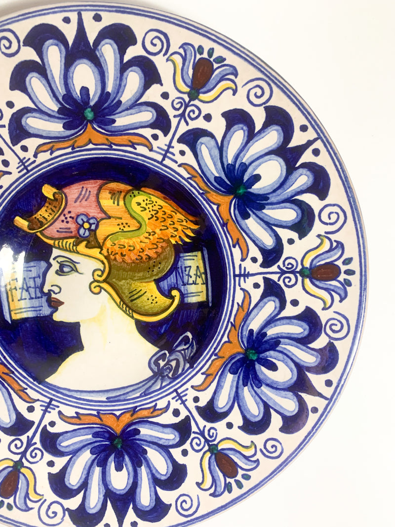 Hand Painted Decorative Plate in Faenza Ceramic from the 1950s