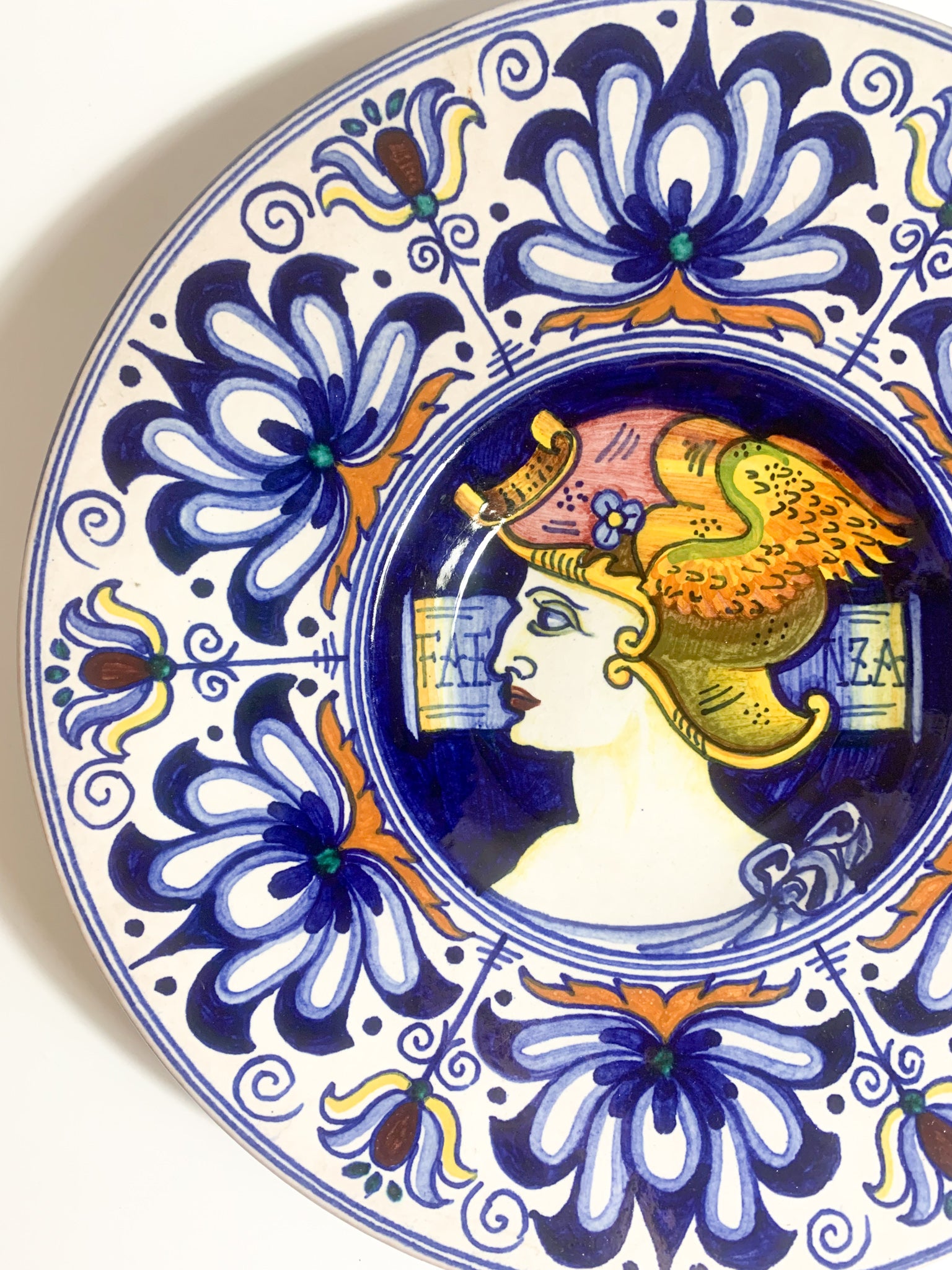 Hand Painted Decorative Plate in Faenza Ceramic from the 1950s