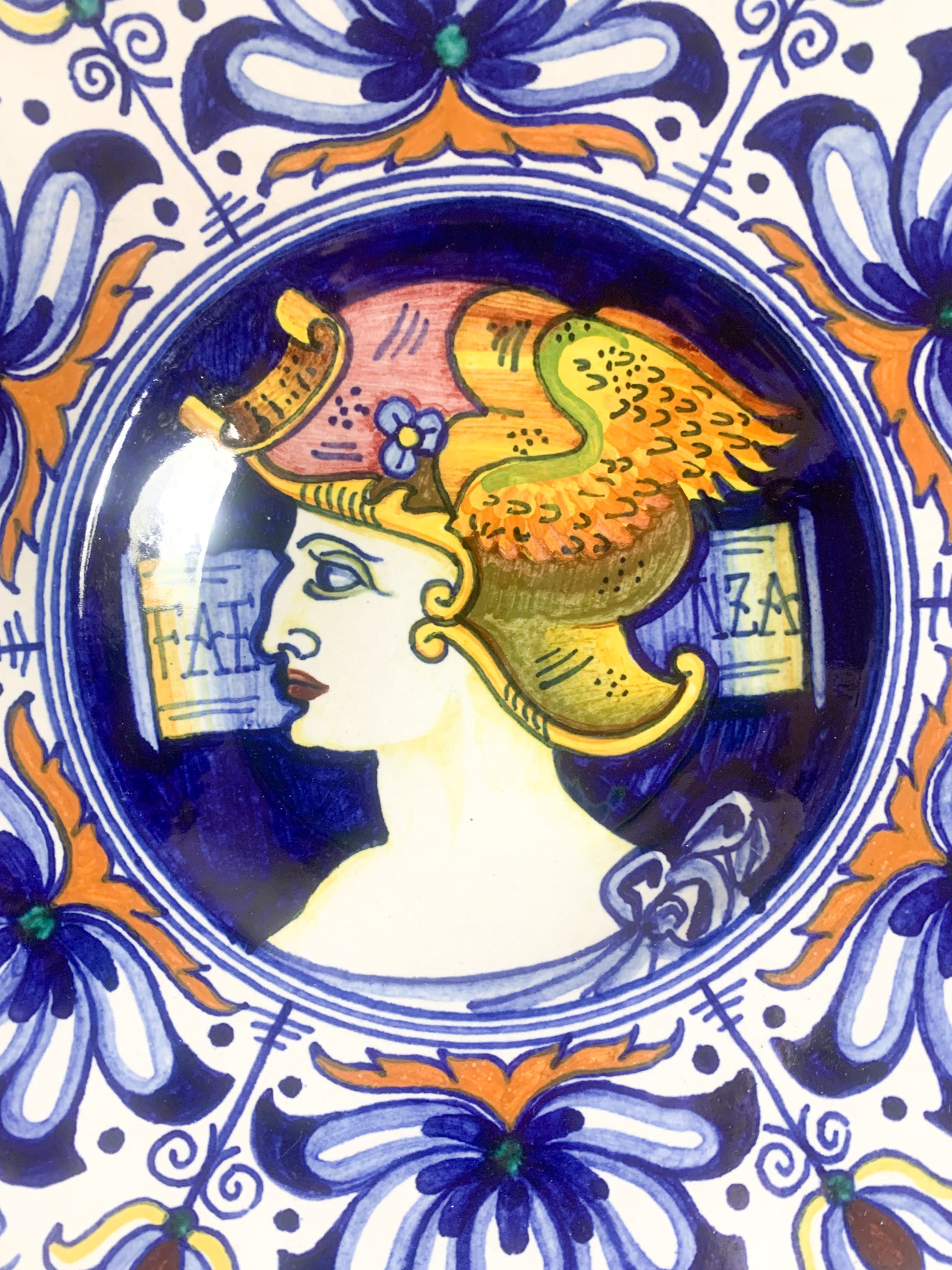 Hand Painted Decorative Plate in Faenza Ceramic from the 1950s