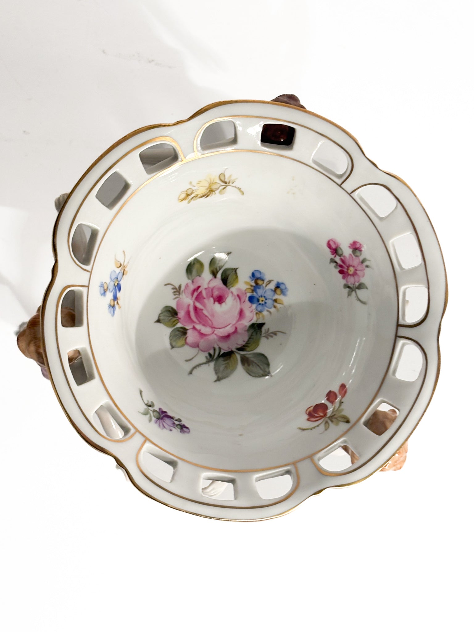 German Porcelain Bowl Schierholz with Three Hand-Painted Putti 1930s