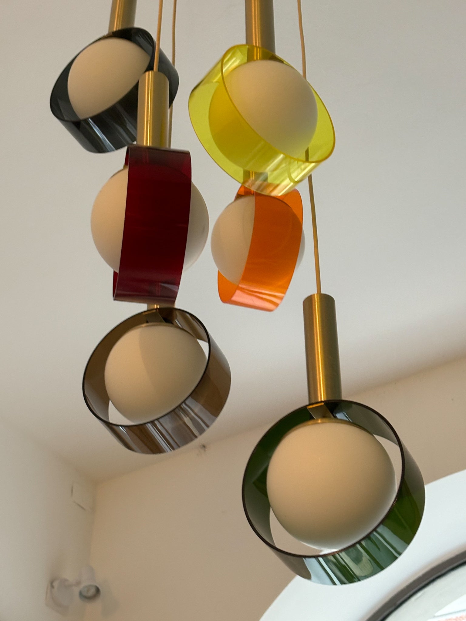 Stilux Multicolored Pendant Chandelier with Five Arms from the 1960s