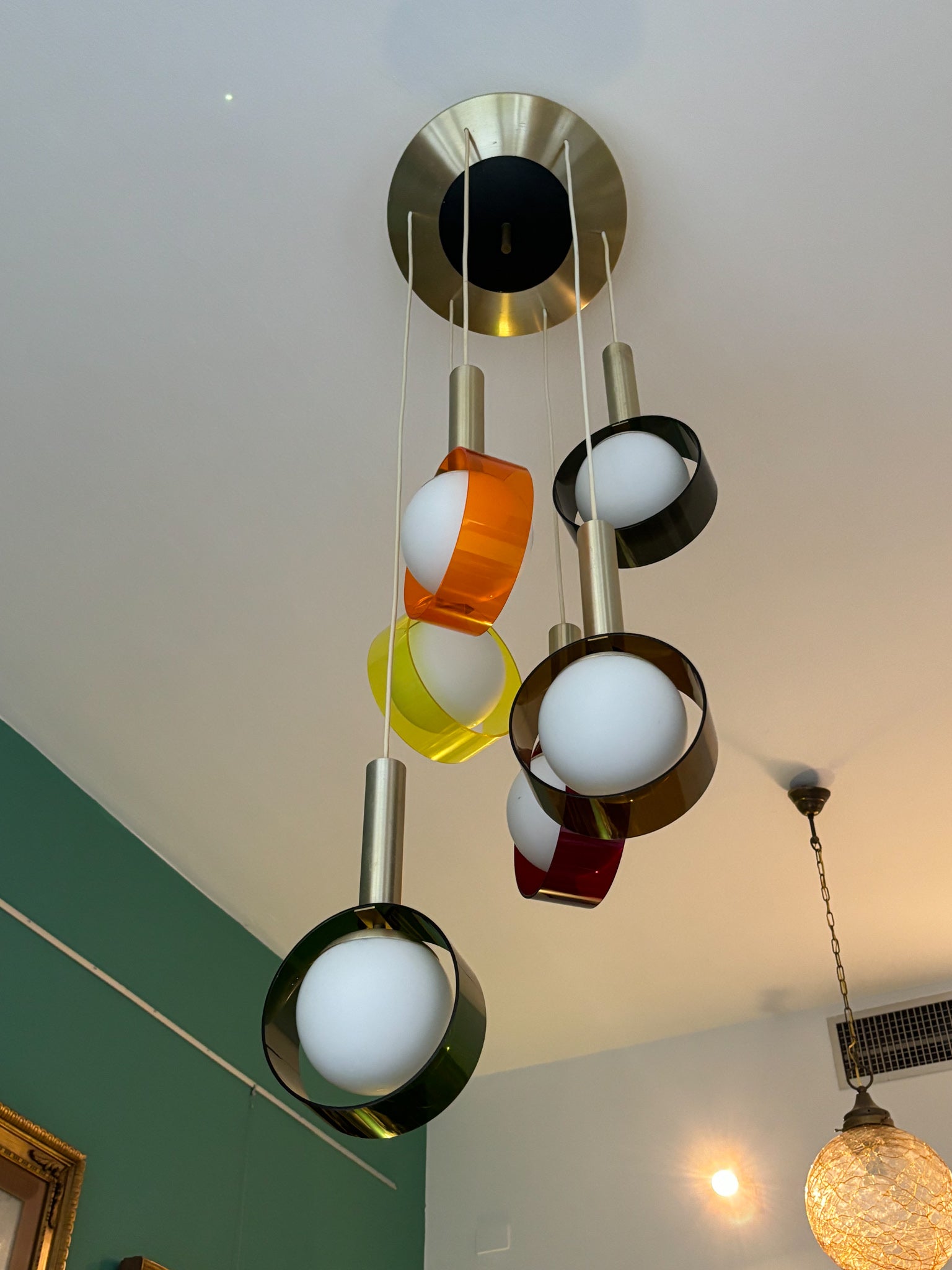 Stilux Multicolored Pendant Chandelier with Five Arms from the 1960s