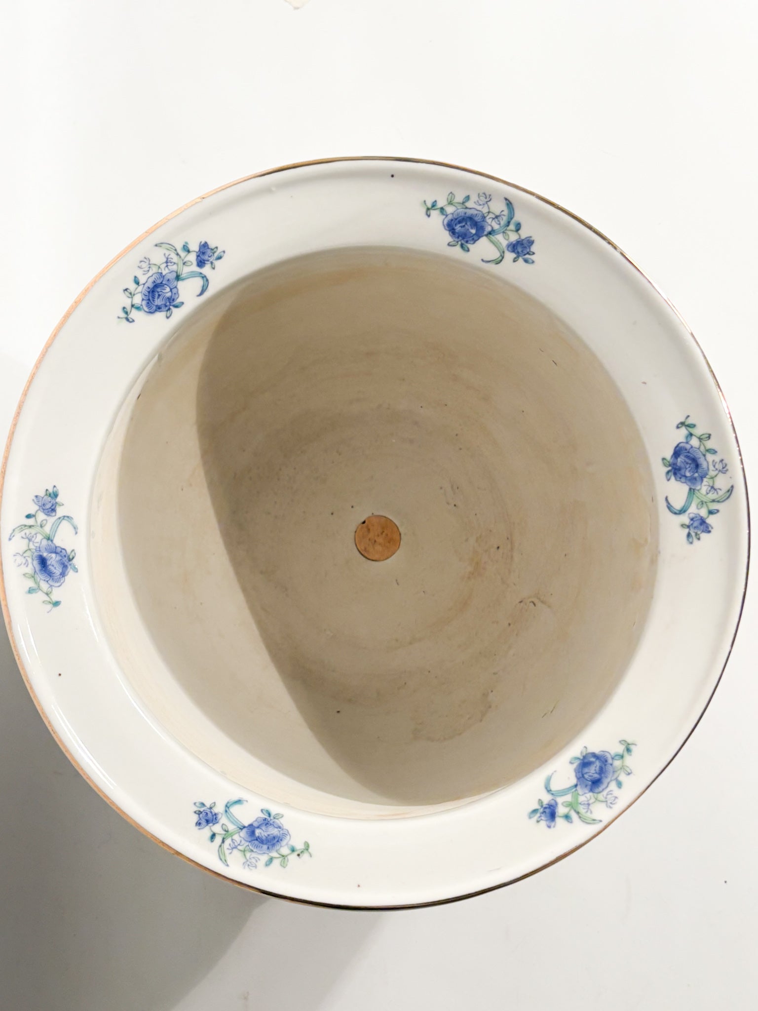 Cachepot Vase in Italian Ceramic Hand-Painted 80s