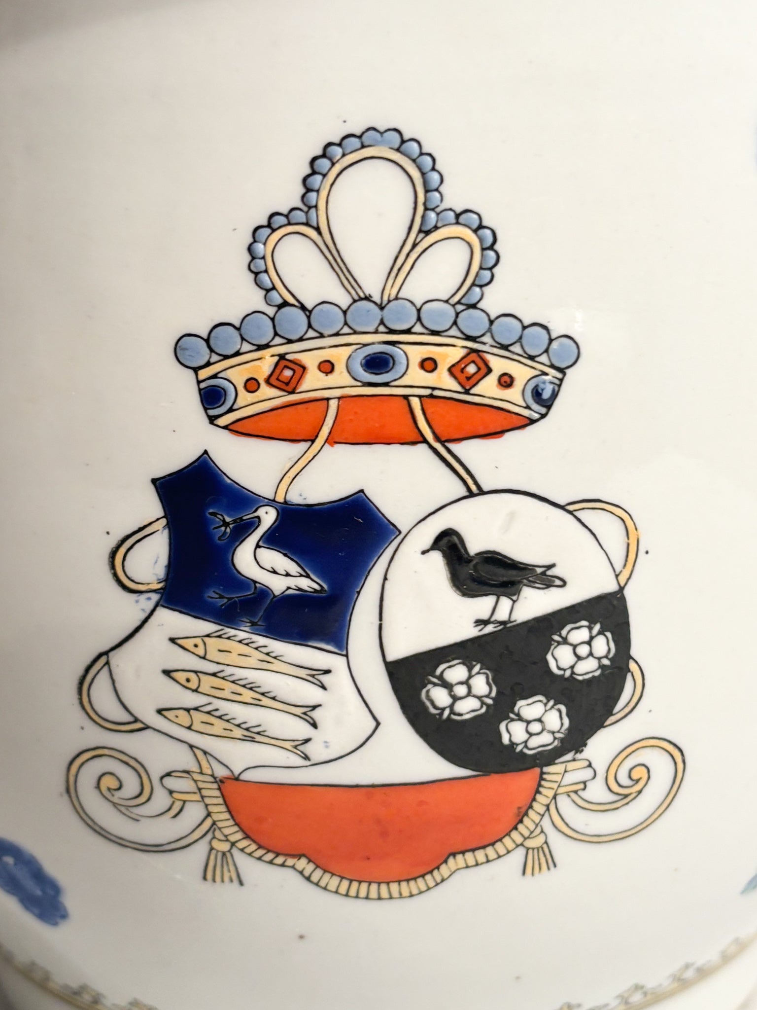 Cachepot Vase in Italian Ceramic Hand-Painted 80s