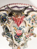 Mensola in Ceramica di GBV Nove con Fiera Dipinta a Mano XIX Secolo