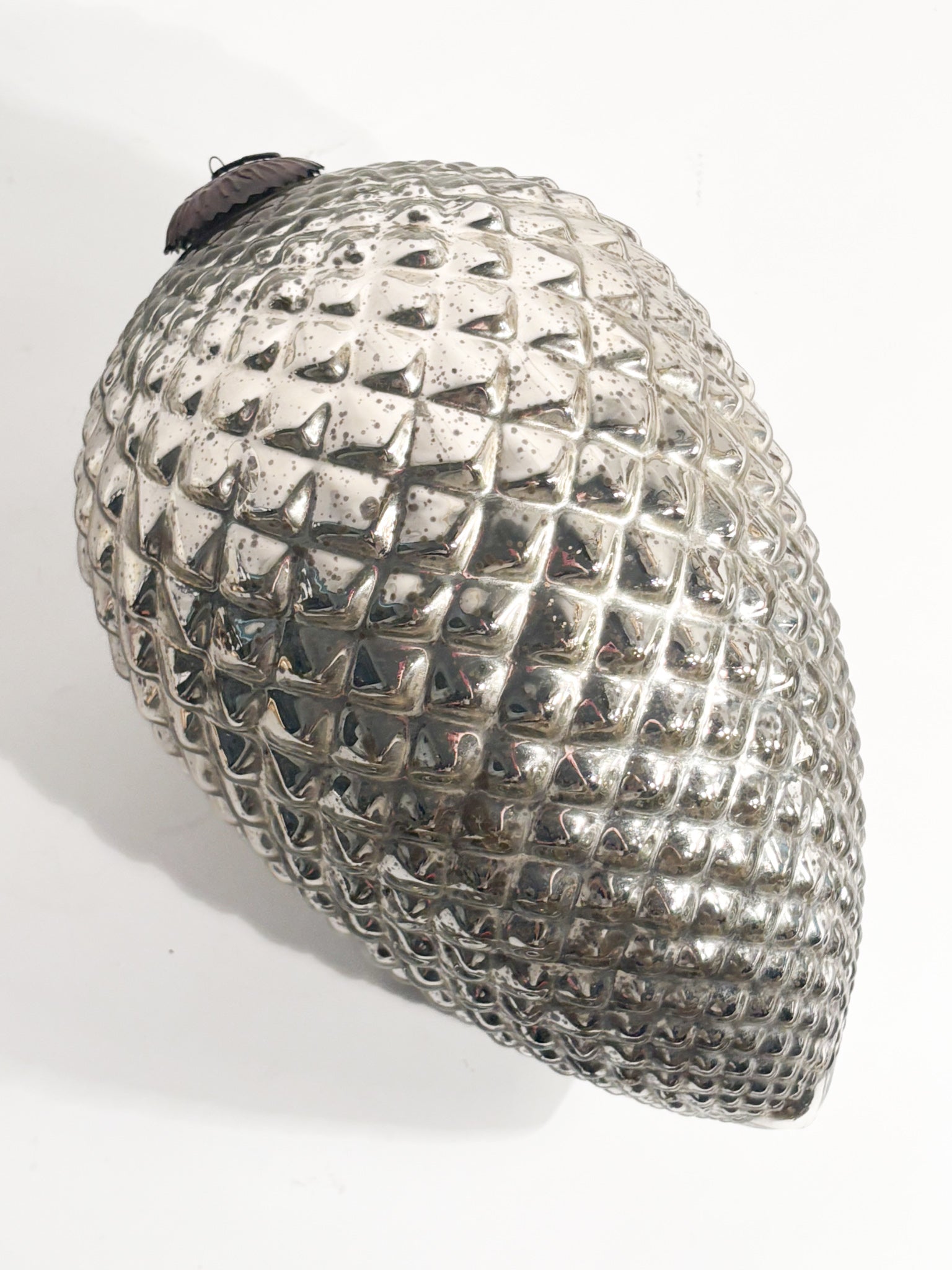 Large Silvered Metal Pinecone with Glass Finish 60s Era