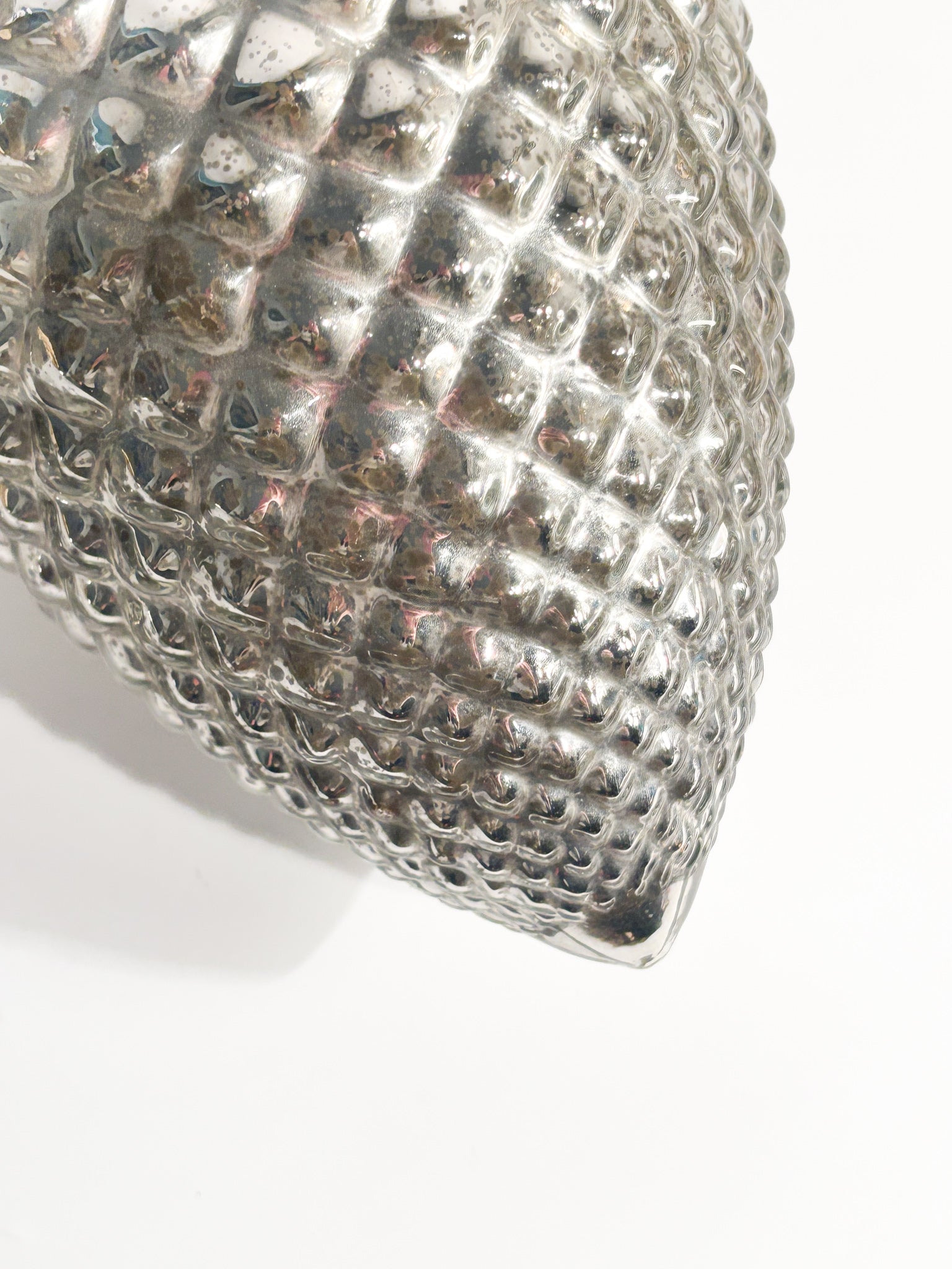 Large Silvered Metal Pinecone with Glass Finish 60s Era