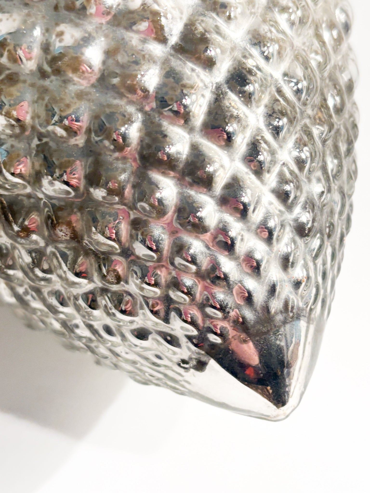 Large Silvered Metal Pinecone with Glass Finish 60s Era