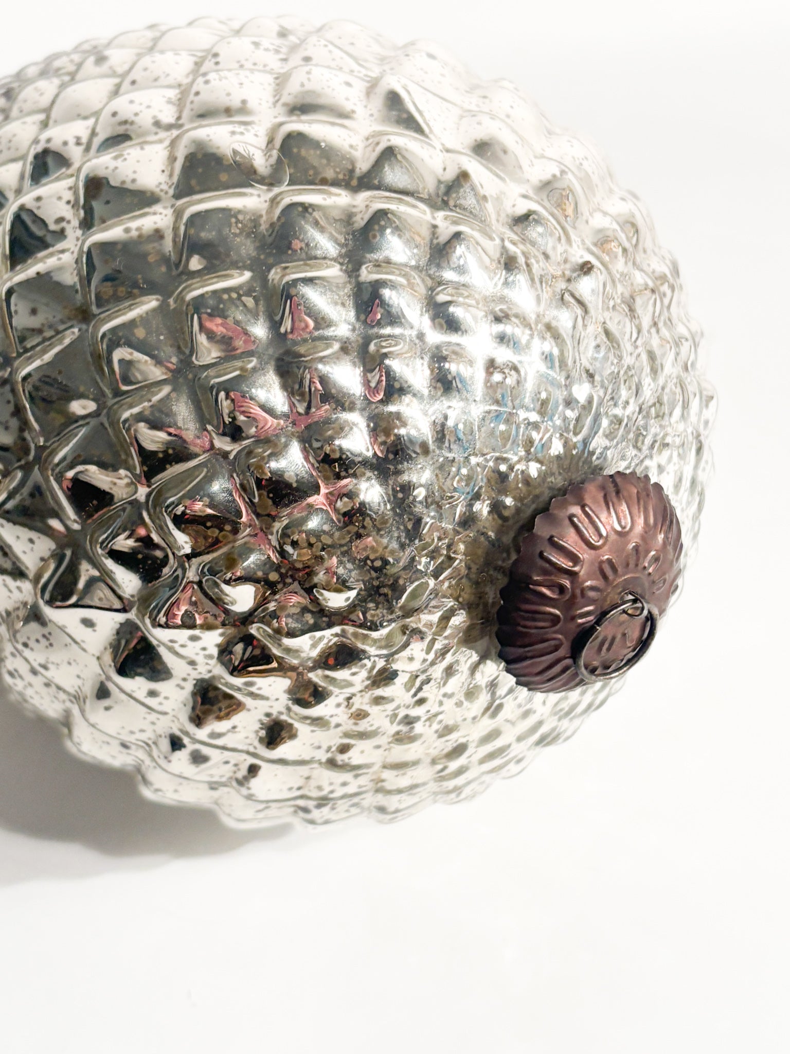 Large Silvered Metal Pinecone with Glass Finish 60s Era