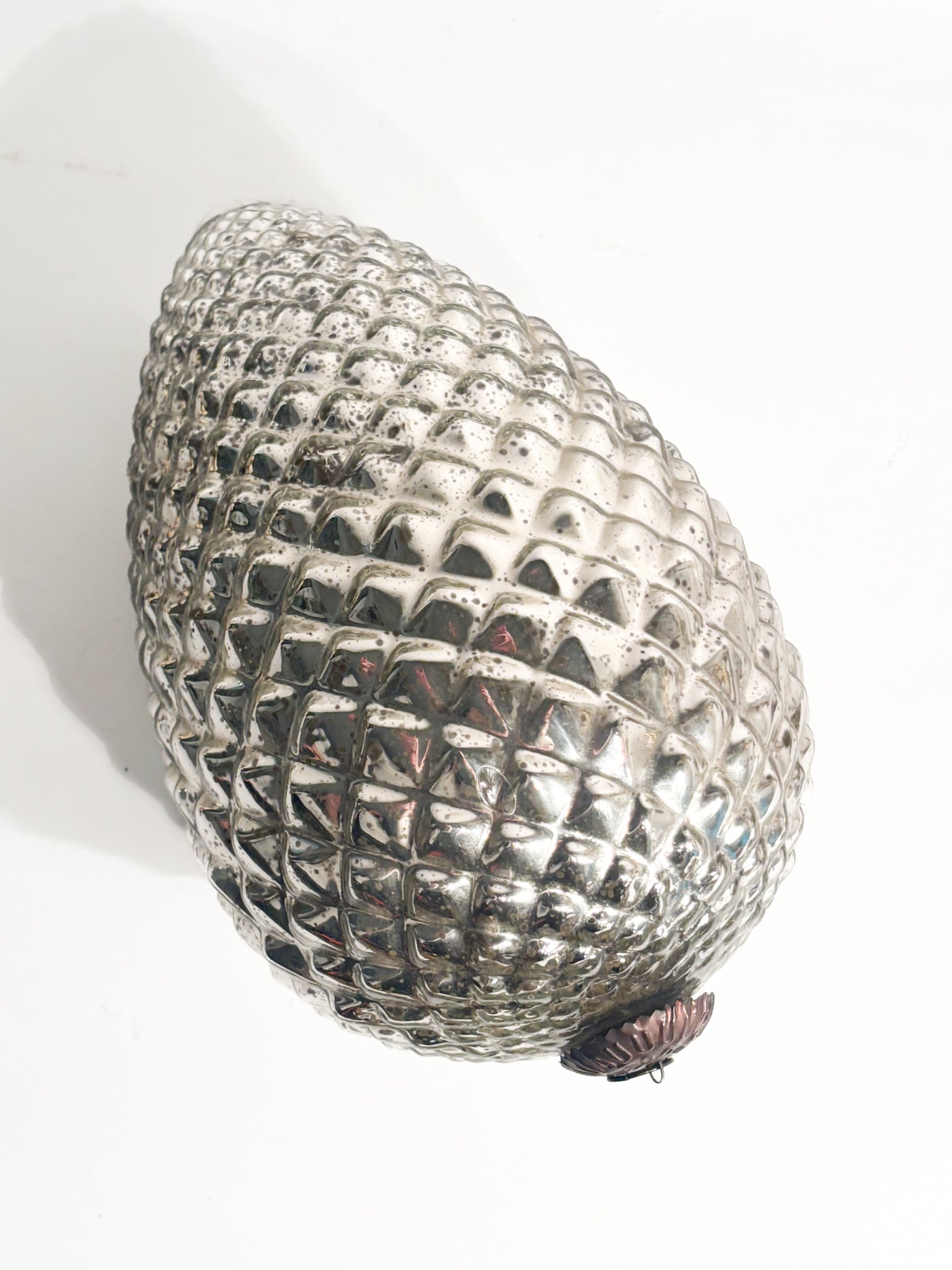 Large Silvered Metal Pinecone with Glass Finish 60s Era