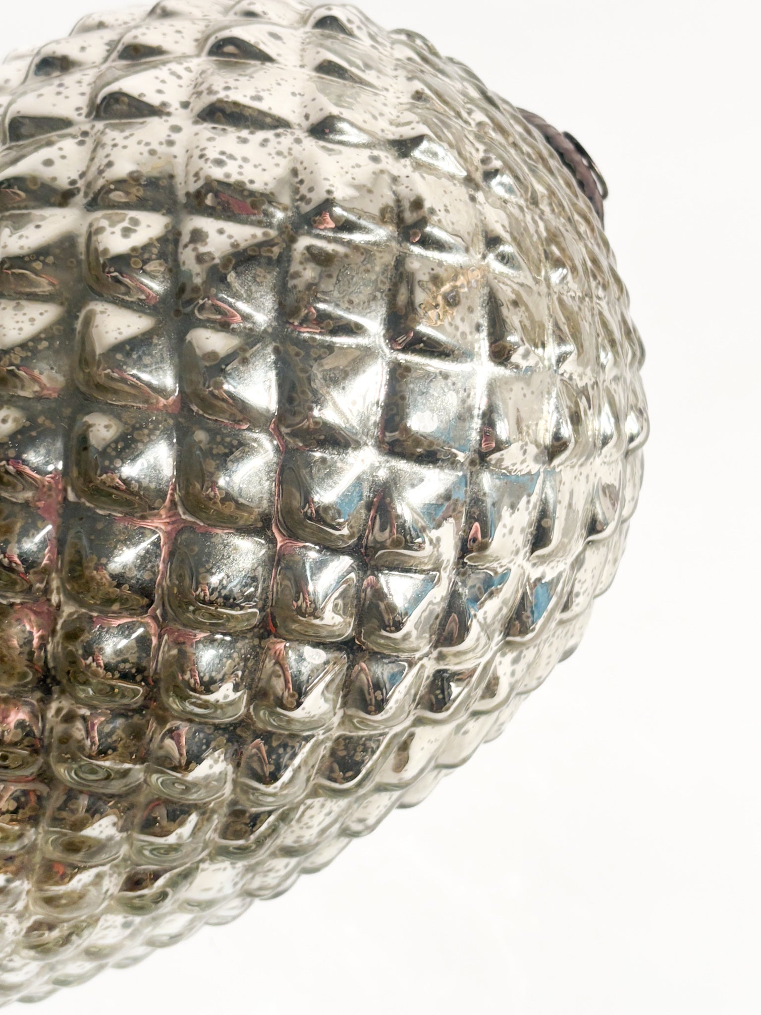 Large Silvered Metal Pinecone with Glass Finish 60s Era