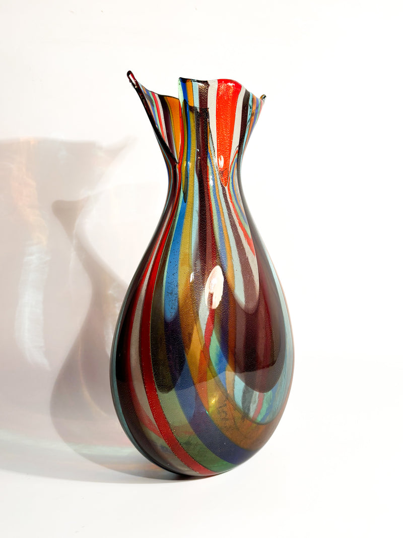 Multicolored Murano Glass Vase with Aventurine Inclusions by La Murrina, 1980s