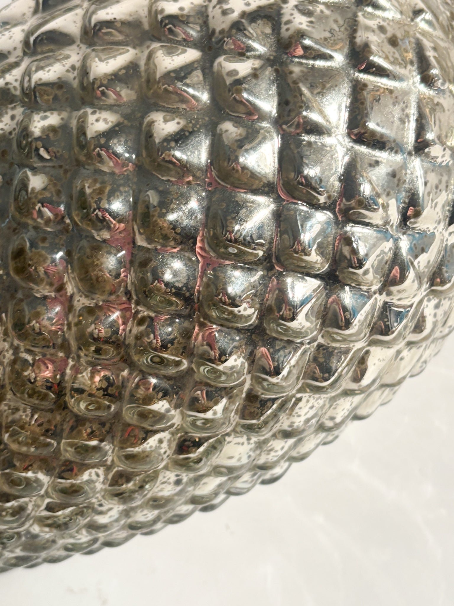 Large Silvered Metal Pinecone with Glass Finish 60s Era