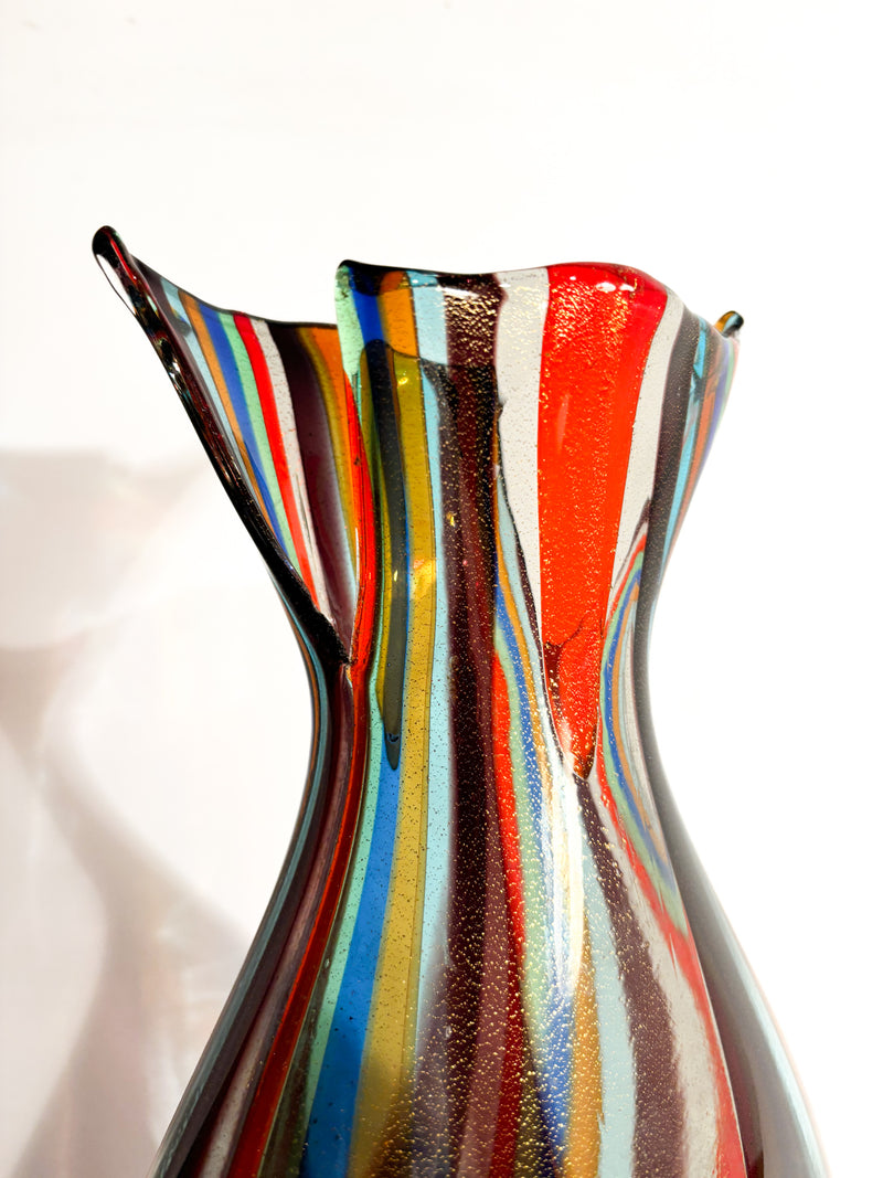 Multicolored Murano Glass Vase with Aventurine Inclusions by La Murrina, 1980s