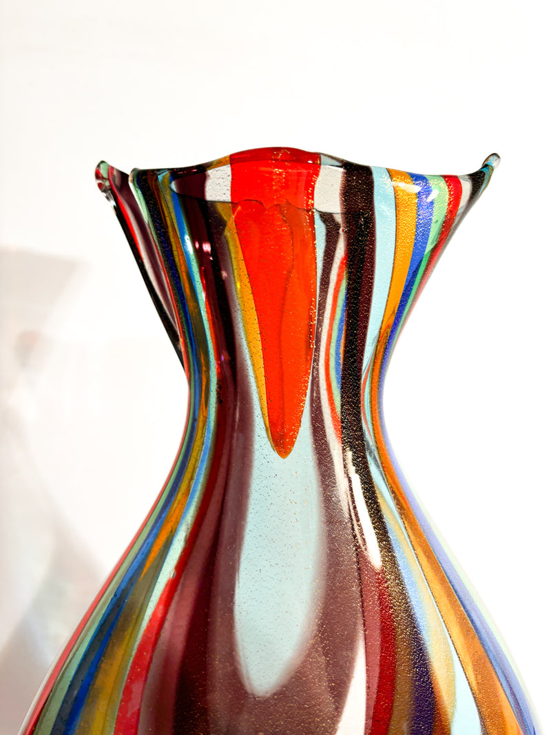 Multicolored Murano Glass Vase with Aventurine Inclusions by La Murrina, 1980s