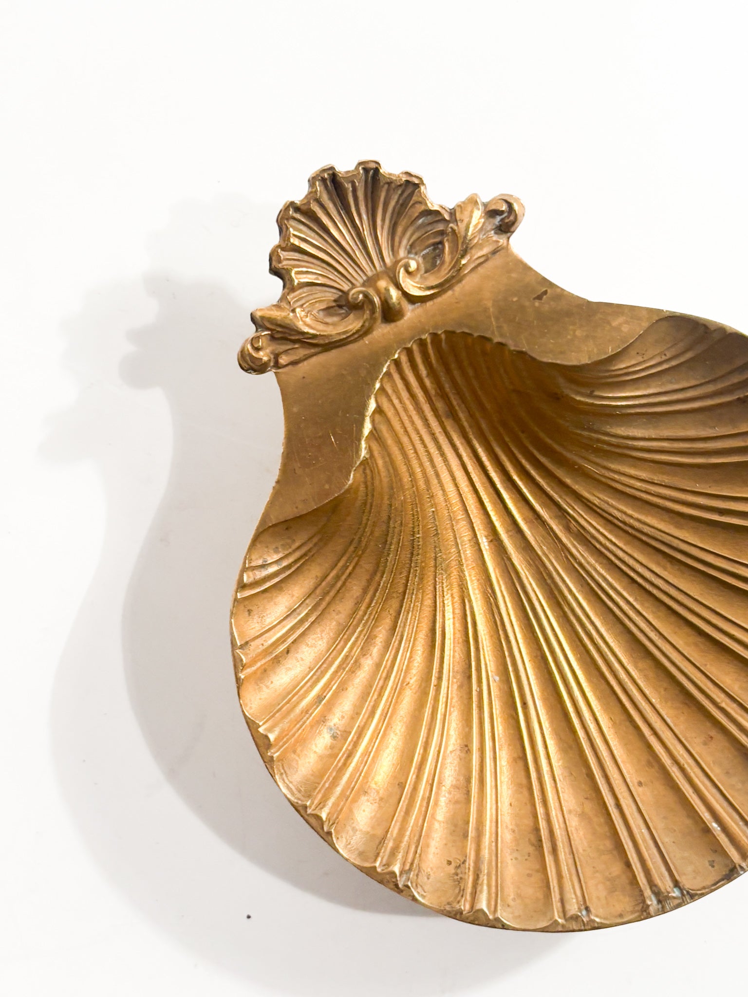 Golden Bronze Bowl in the Shape of a Shell 80s