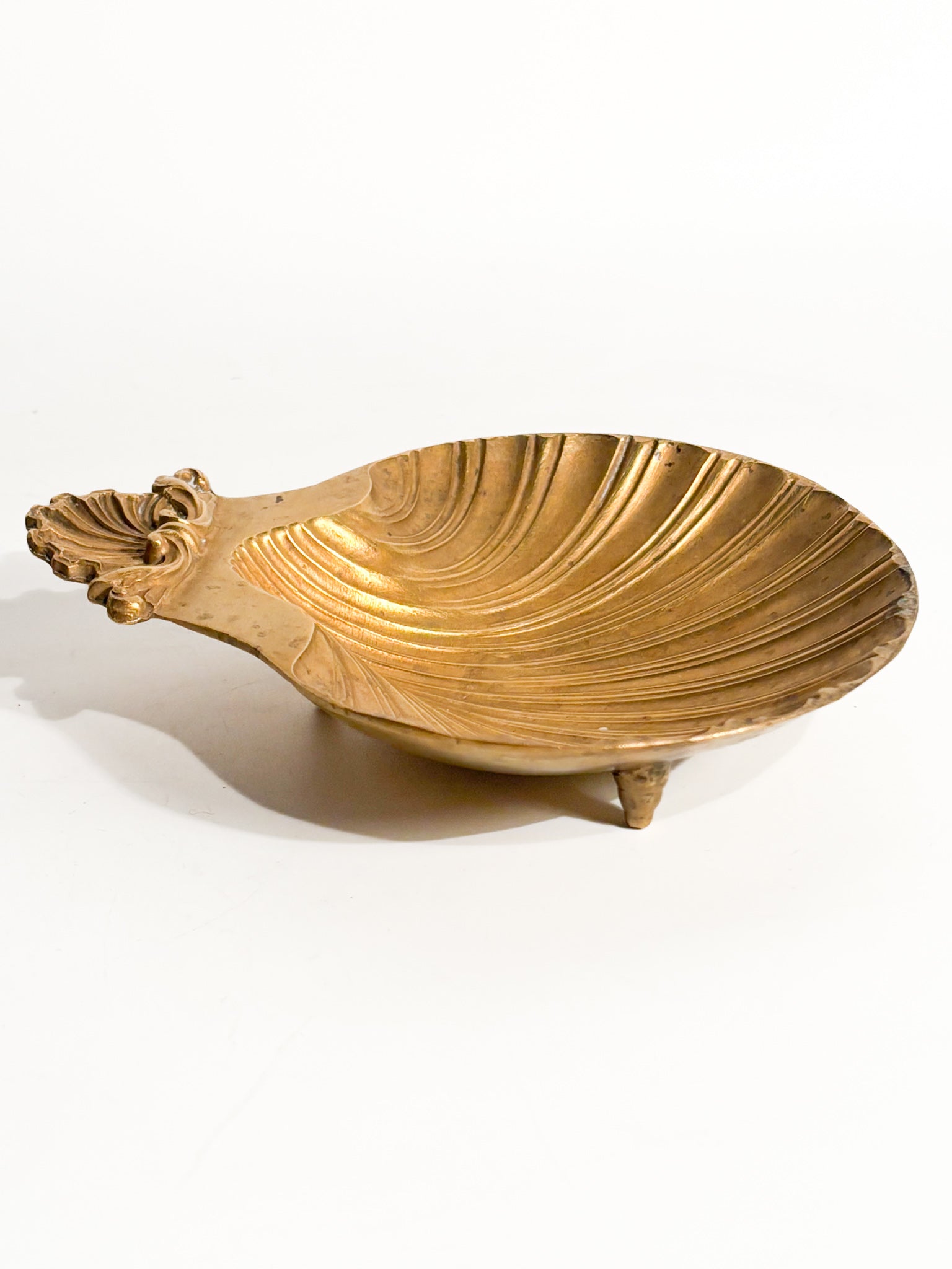 Golden Bronze Bowl in the Shape of a Shell 80s