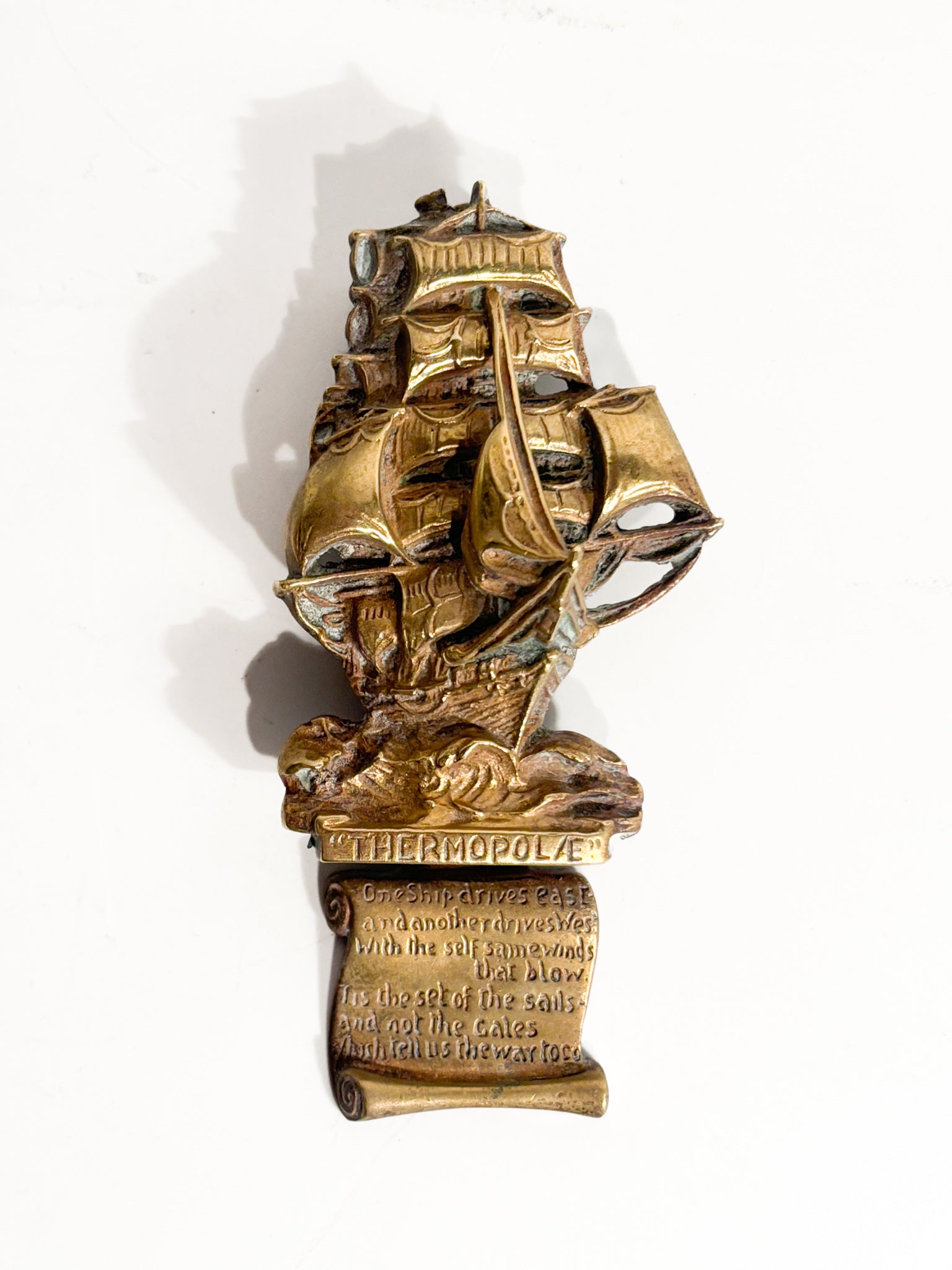 Gilded Bronze Wall Sculpture of 1950s Sailing Ship