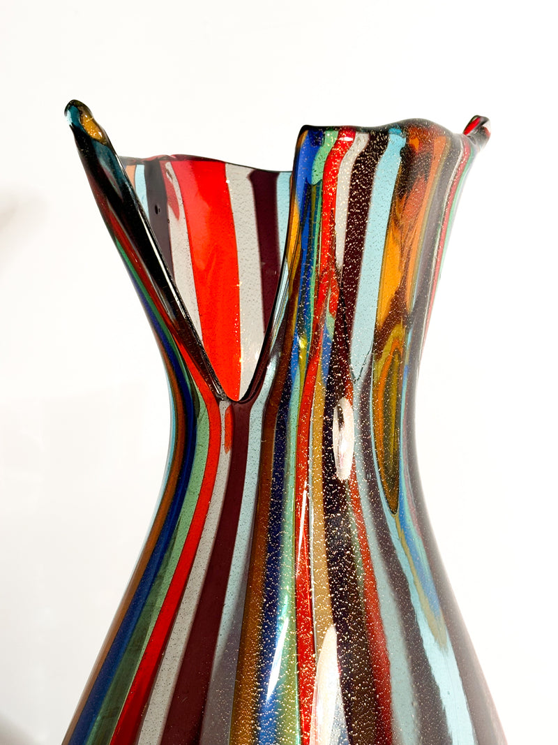 Multicolored Murano Glass Vase with Aventurine Inclusions by La Murrina, 1980s