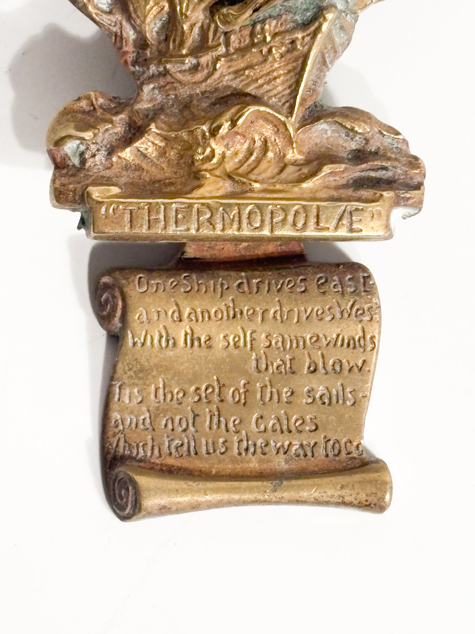 Gilded Bronze Wall Sculpture of 1950s Sailing Ship