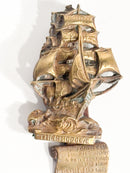 Scultura da Parete in Bronzo Dorato di Veliero Anni 50