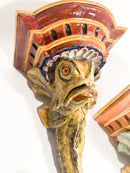 Coppia di Mensole in Ceramica del Centro Italia a Forma di Pesce XIX Secolo