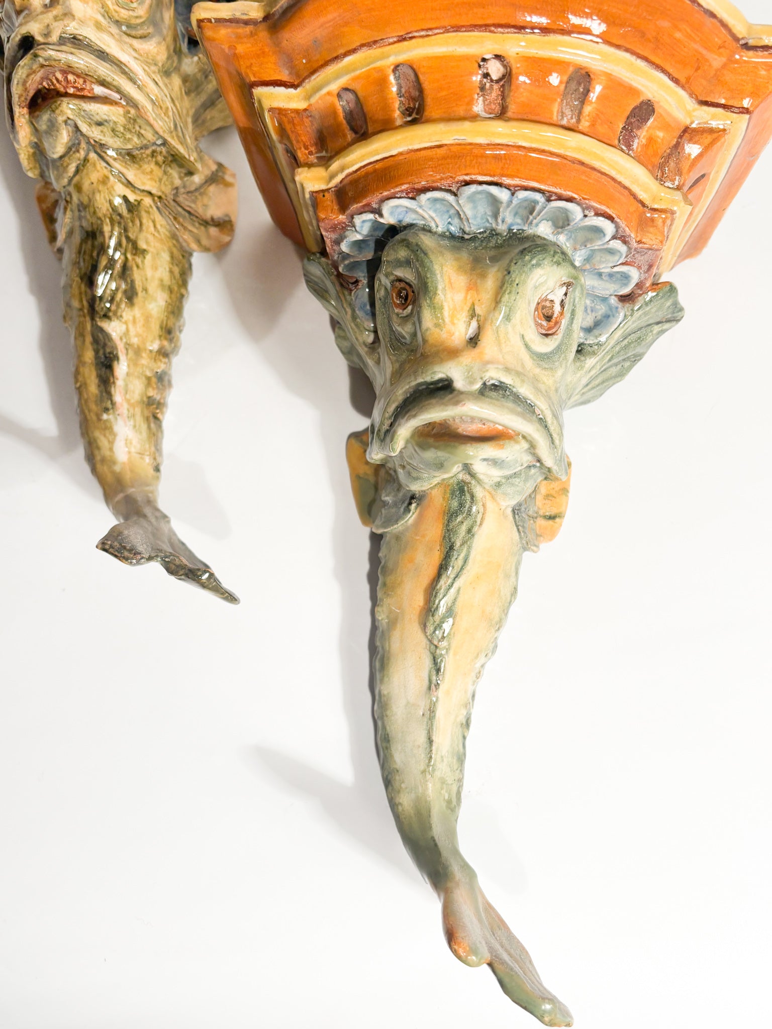 Pair of Ceramic Shelves from Central Italy in the Shape of a Fish 19th Century