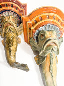 Coppia di Mensole in Ceramica del Centro Italia a Forma di Pesce XIX Secolo