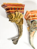 Coppia di Mensole in Ceramica del Centro Italia a Forma di Pesce XIX Secolo