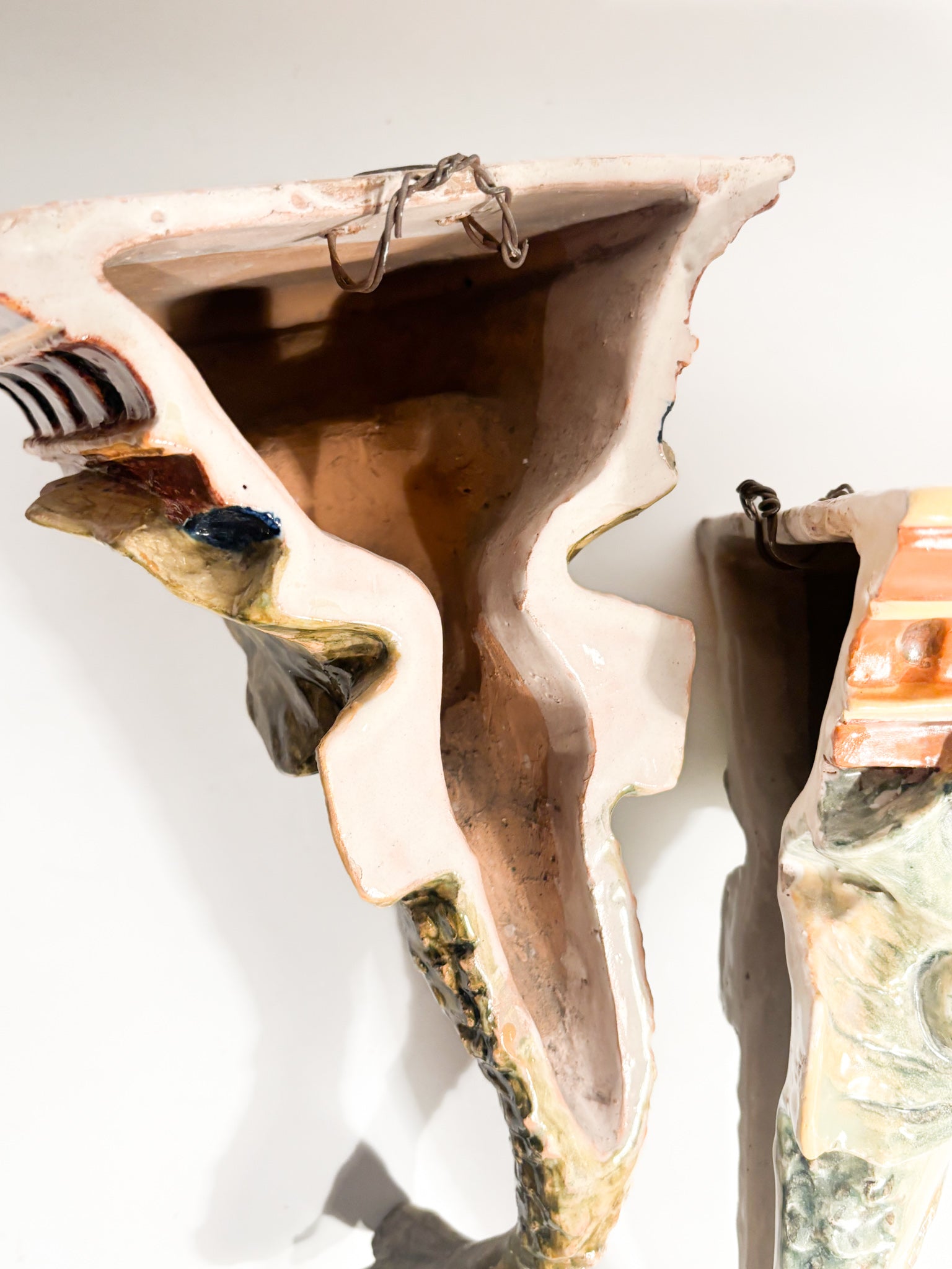 Pair of Ceramic Shelves from Central Italy in the Shape of a Fish 19th Century