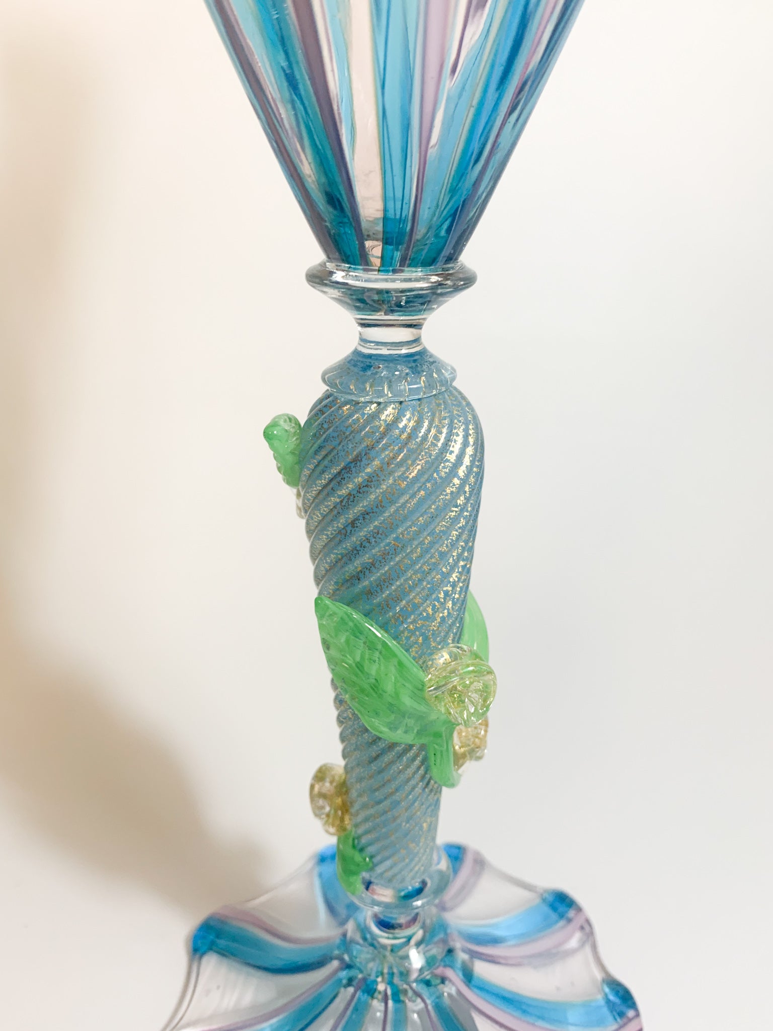 Murano Glass Tumbler with Filigree Processing by Marino Santi from the 1950s