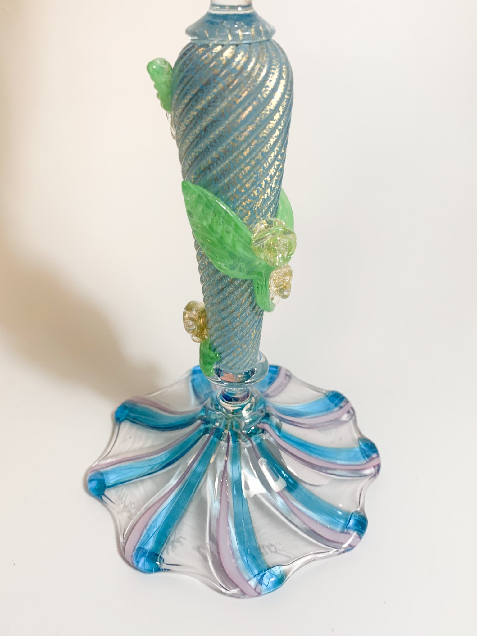 Murano Glass Tumbler with Filigree Processing by Marino Santi from the 1950s