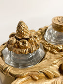 Calamaio in Bronzo Dorato e Boccette in Cristallo XX Secolo