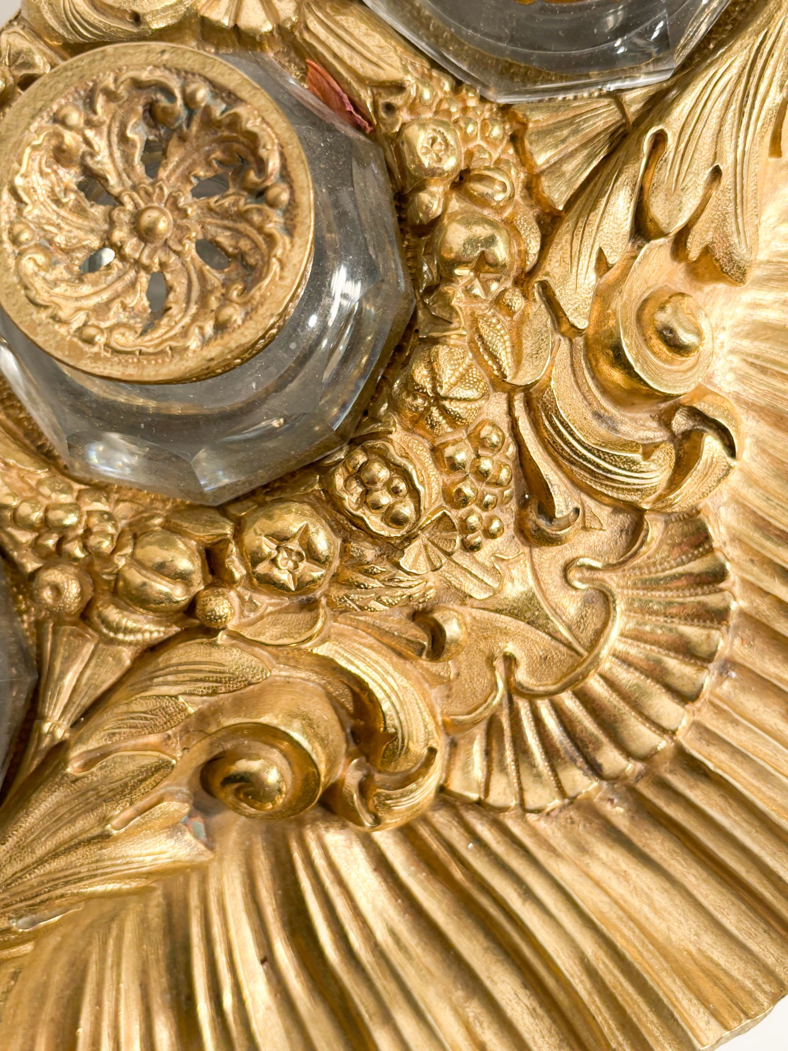 Golden Bronze Inkwell and Crystal Bottles 20th Century