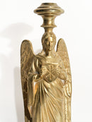 Candeliere Singolo con Angelo in Bronzo Dorato Francia XX Secolo