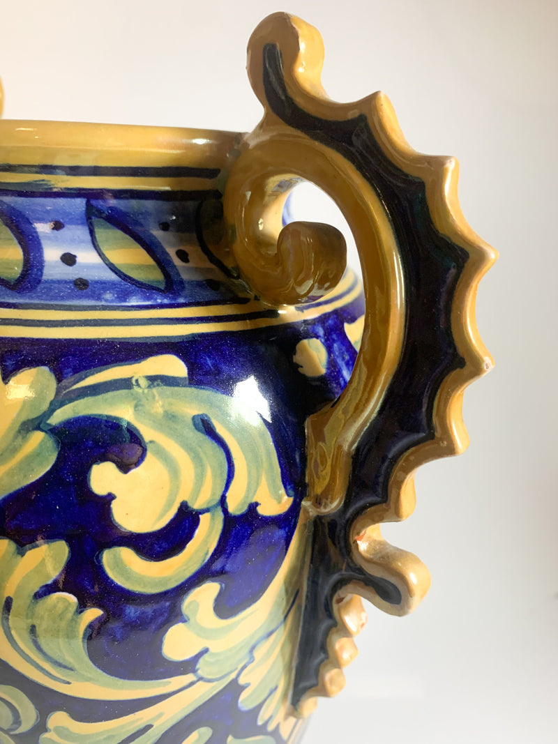 Vaso in Ceramica Iridescente Dipinto a Mano di Gualdo Tadino Anni 50