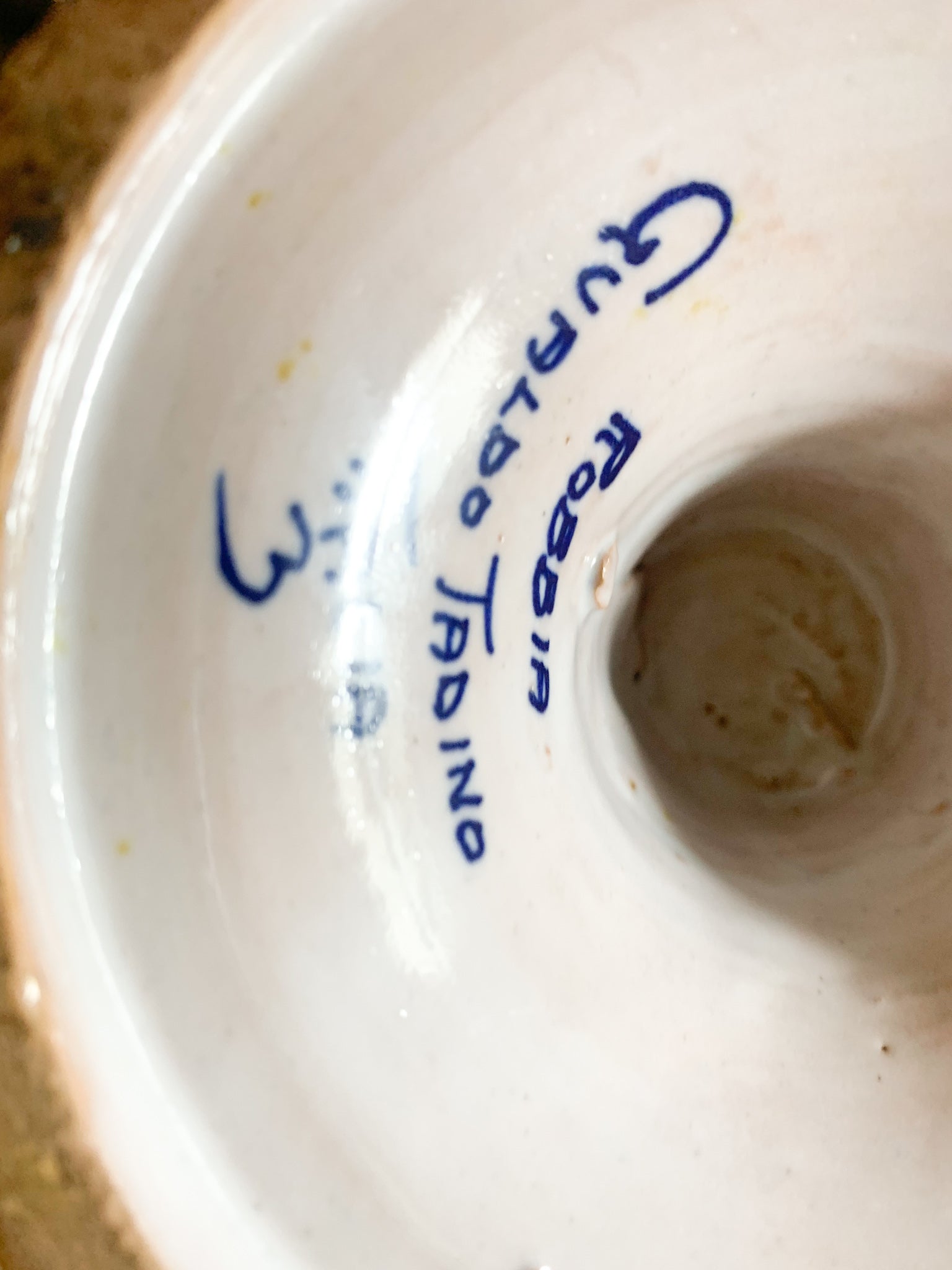 Vaso in Ceramica Iridescente Dipinto a Mano di Gualdo Tadino Anni 50