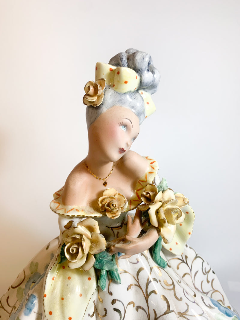 Ceramic statue of a lady with iridescent details by Tiziano Galli from the 1950s