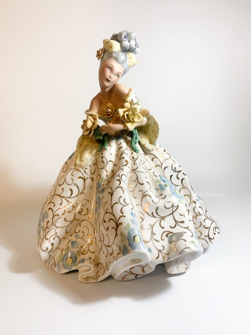 Statua in Ceramica di Dama con Dettagli Iridescenti di Tiziano Galli Anni 50