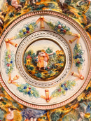 Piatto Grande in Porcellana di Capodimonte Dipinta a Mano e Lavorata in Rilievo Anni 50