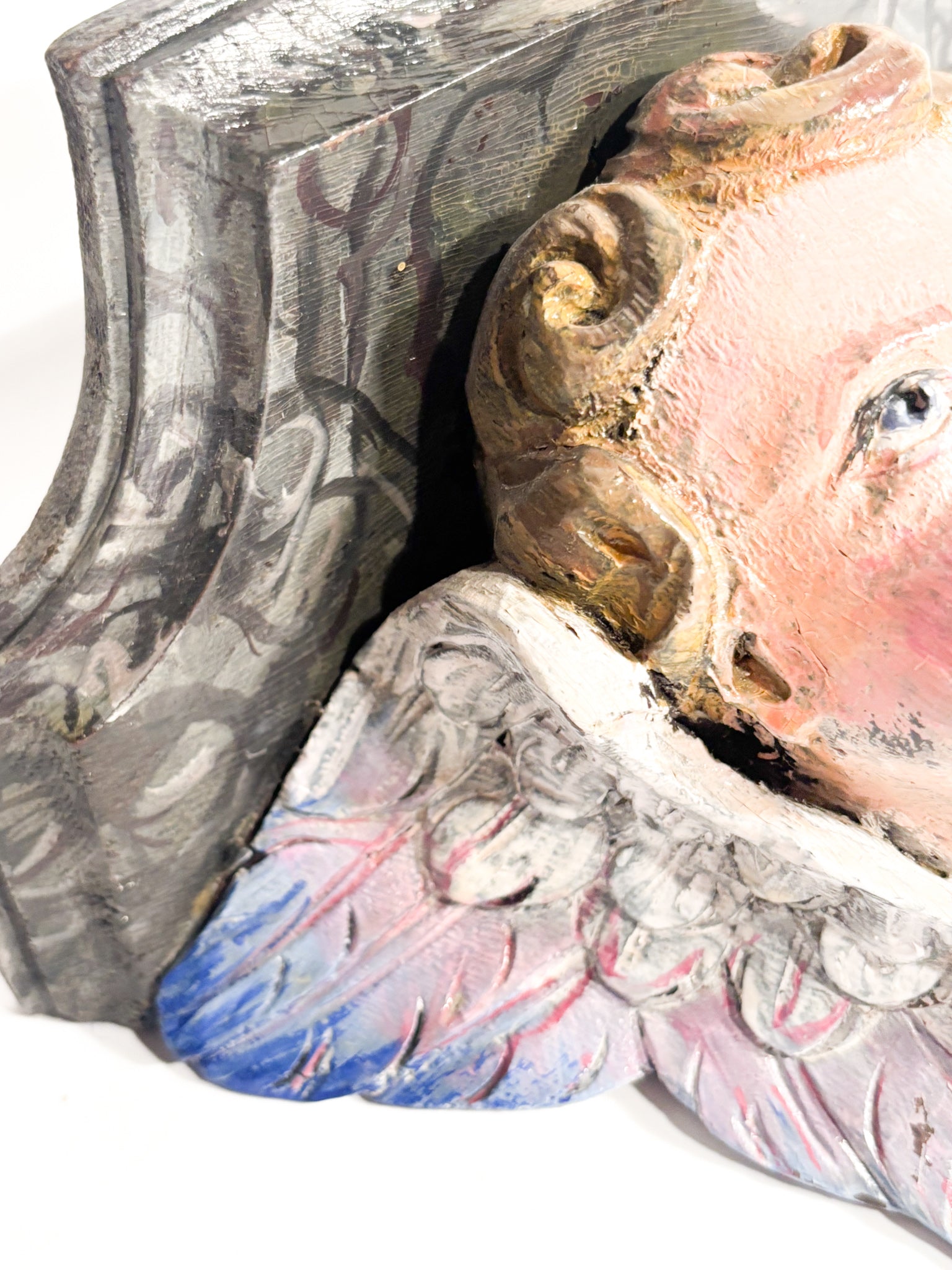 Wooden Shelf Depicting an Angel Italian Manufacture 19th Century