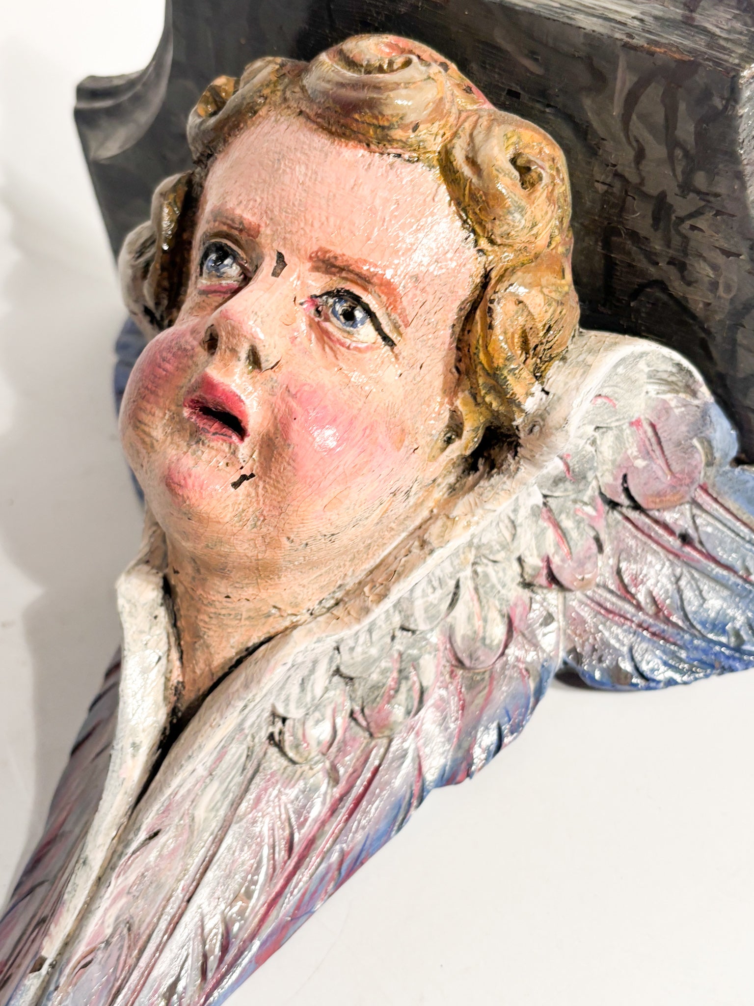 Wooden Shelf Depicting an Angel Italian Manufacture 19th Century