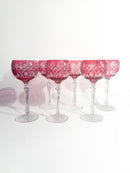 Set of 6 Red Bohemian Crystal Glasses from the 1960s