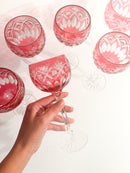 Set of 6 Red Bohemian Crystal Glasses from the 1960s