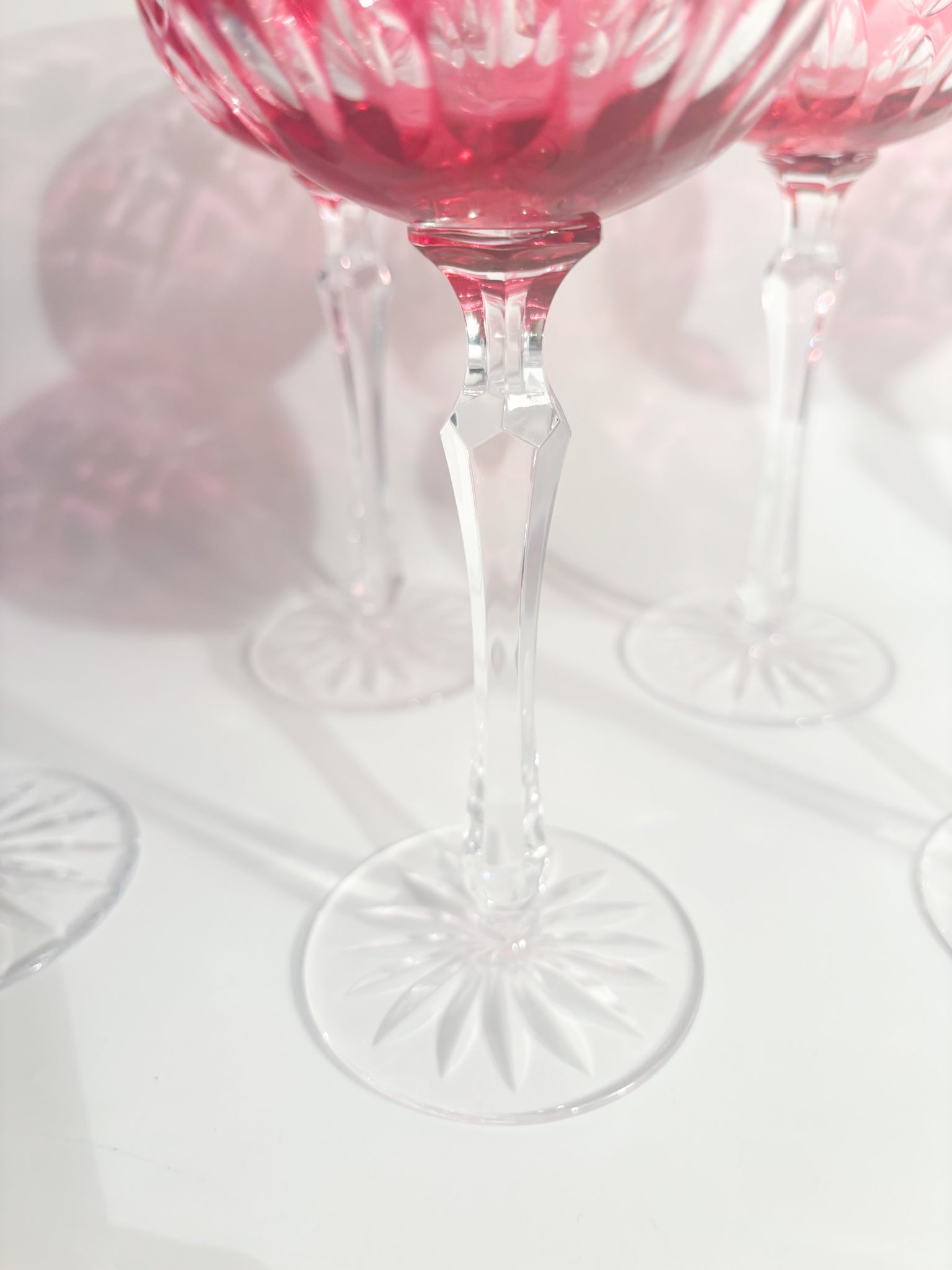 Set of 6 Red Bohemian Crystal Glasses from the 1960s