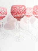 Set of 6 Red Bohemian Crystal Glasses from the 1960s