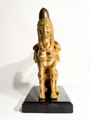 Scultura di Sfinge in Bronzo Dorato Appoggiata su Base in Marmo XX Secolo