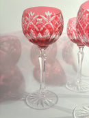 Set of 6 Red Bohemian Crystal Glasses from the 1960s