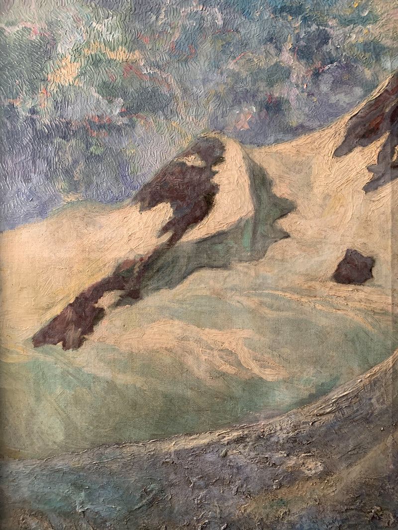 Oil Painting on Canvas of a Mountain Landscape Attributed to Paolo Punzo 1950s