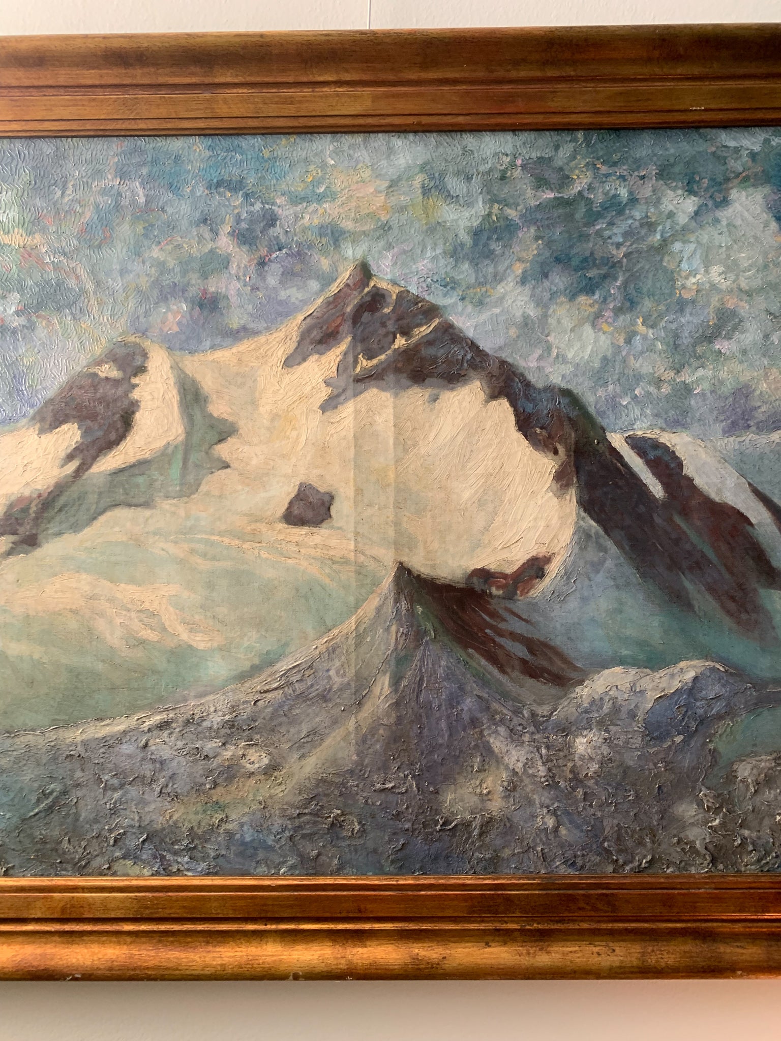 Oil Painting on Canvas of a Mountain Landscape Attributed to Paolo Punzo 1950s